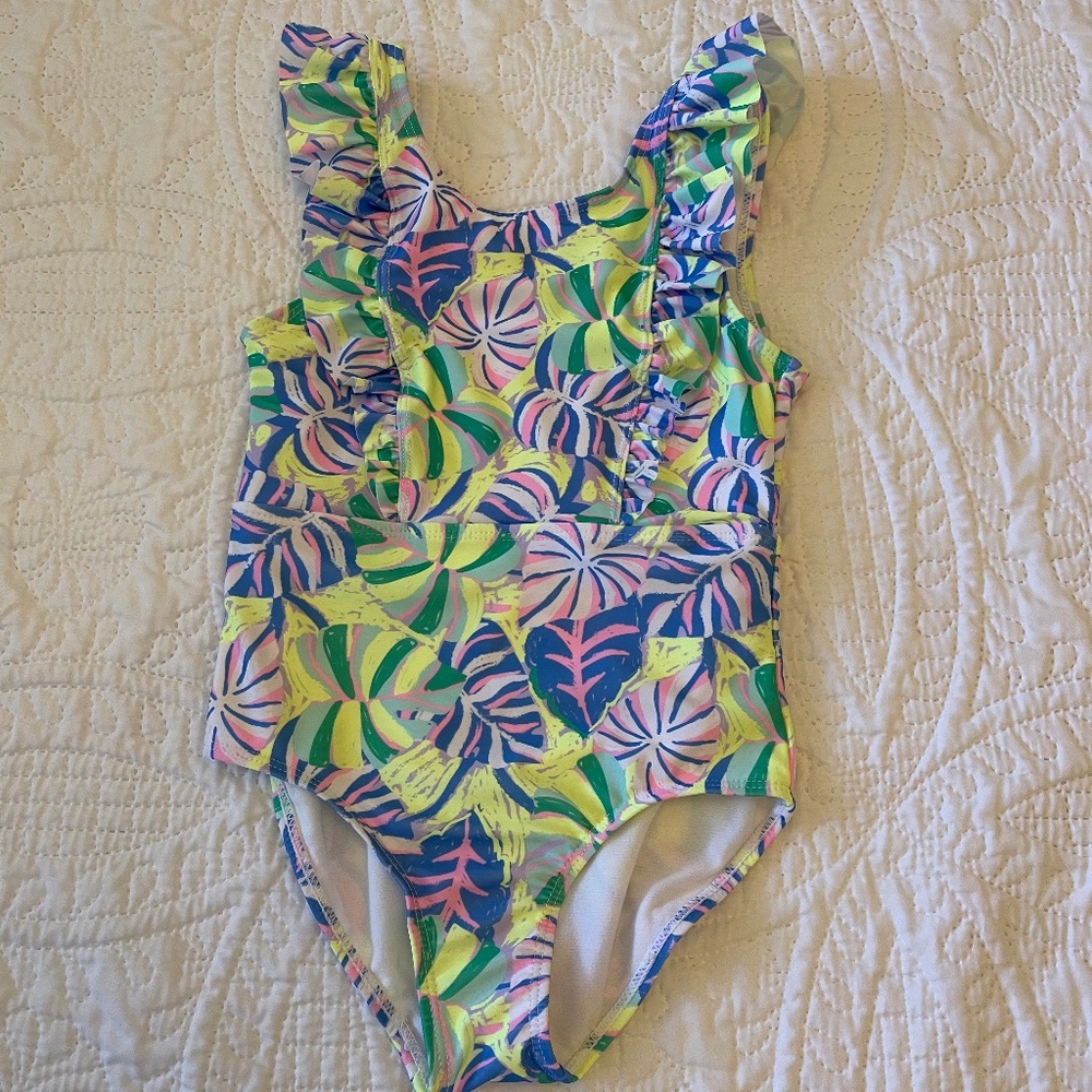 Girl's one-piece Pastel Tropical Swimsuit  6-6x